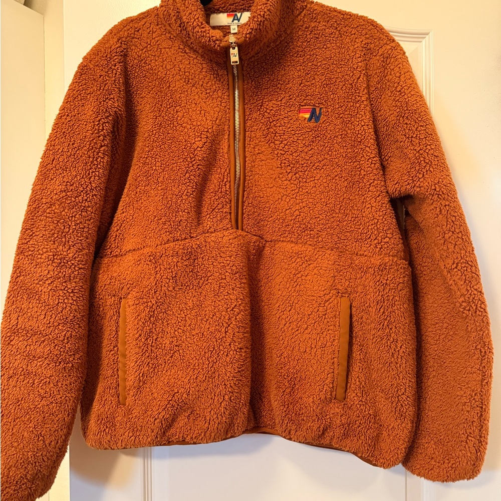 Aviator Nation Teddy Unisex Half Zip - Whiskey - Picture 4 of 7